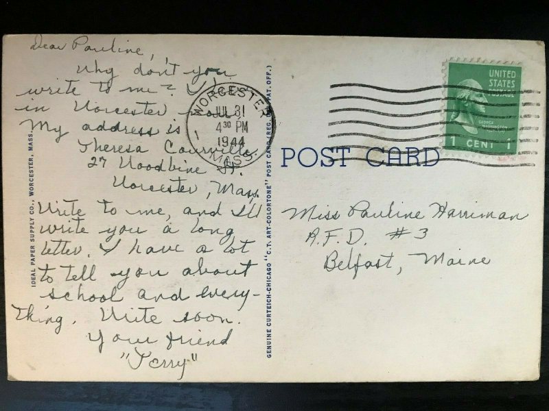 Vintage Postcard 1944 Holy Cross College, Worcester, Massachusetts (MA)