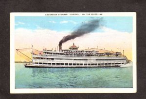 Steamer Capitol Steamship Steamer Ship Boat Sternwheeler Vintage Postcard