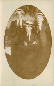 Cardiff Wales UK C-1910 Snappy Dressed Men RPPC Photo Postcard Frame like 11563