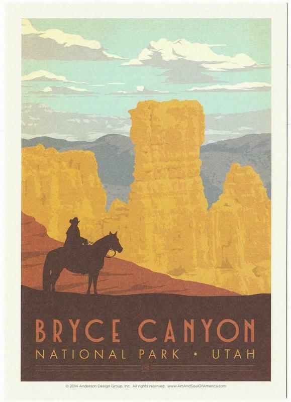 Postcard of Bryce Canyon National Park Utah Travel Poster Style Postcard