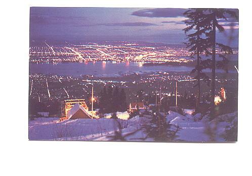 Night City from Mountain in Winter, Vancouver British Columbia,