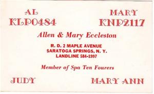 CB QSL - KLP0484 & KNP2117, The Eccleston's, Saratoga 