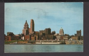 Ohio Skyline of Cinncinnati from Kentucky shores of Ohio River pm1958 Chrome