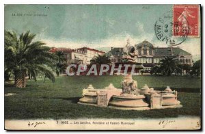 Postcard Old Nice Gardens fountain and the Municipal Casino
