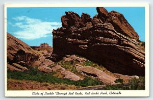 1968 VISTA OF PUEBLO THROUGH RED ROCKS RED ROCKS PARK COLORADO POSTCARD P3468