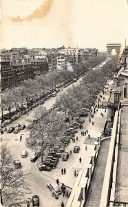 Paris France 1956 RPPC Real Photo Postcard L'Avenue Champs Elysees Arc Triomphe