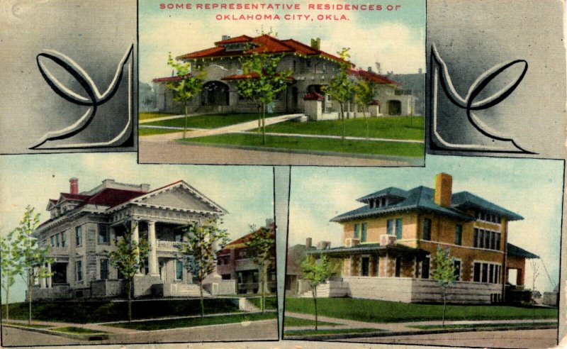 Oklahoma City, Oklahoma - Views of three Residences in the City - in 1909