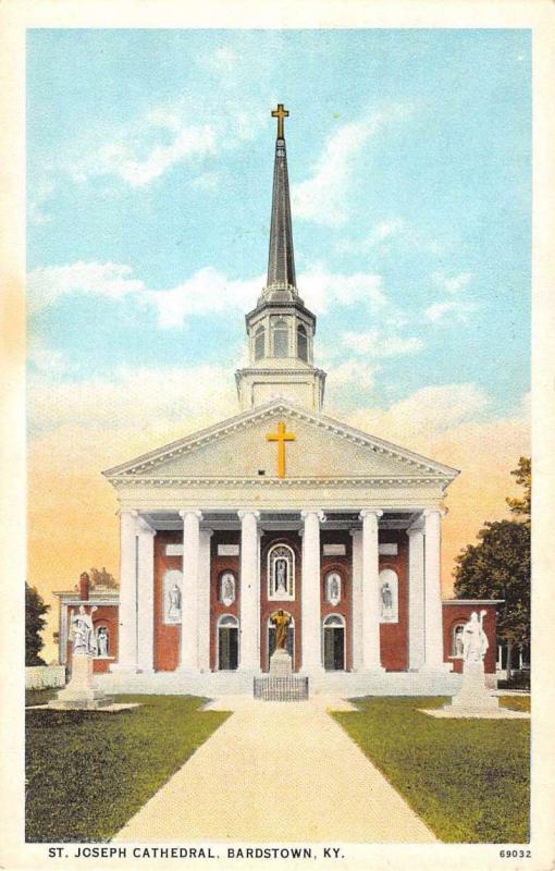 Bardstown Kentucky St Joseph Cathedral Street View Antique Postcard K93252