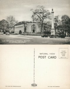 RUTHERFORD N.J. US POST OFFICE & MEMORIAL MONUMENT VINTAGE POSTCARD