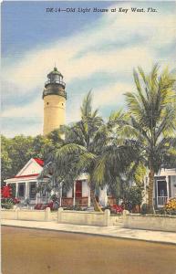 Old Lighthouse Key West Florida linen postcard