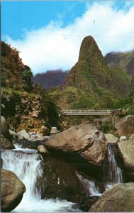 Postcard Hawaii Maui Iao Needle  with new cantilever bridge