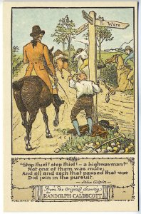 Randolph Caldecott Pictures Stop Thief! A Highway Man Horses Crossroads Postcard