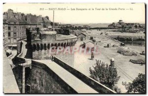 Old Postcard Saint Malo Les Remparts and the Tower of the Great Gate