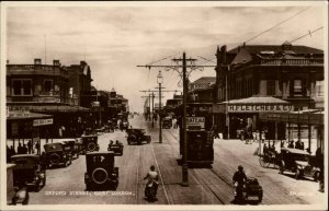 East London S Africa Tram Street Scene Cars Oxford St. c1915 Real Photo Postcard