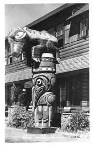 RPPC Totem Pole, Tahoe Inn, Lake Tahoe, CA c1940s Vintage Frashers Postcard