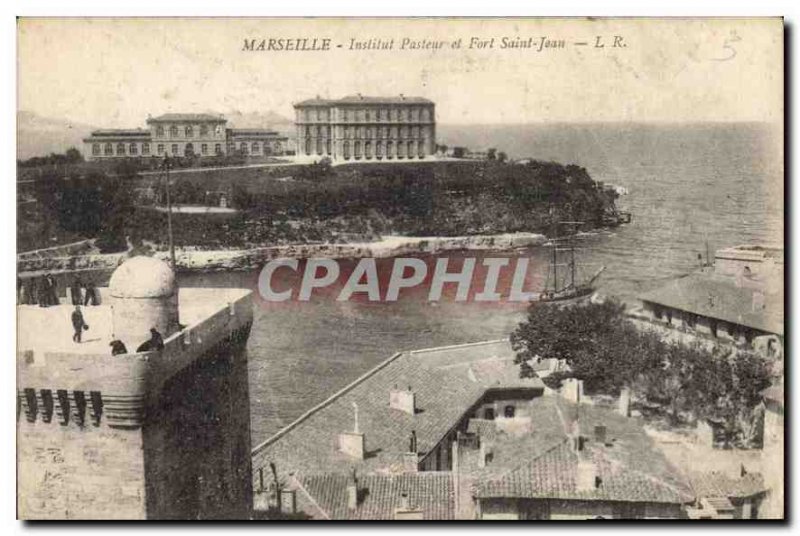 Old Postcard Marseille Pasteur Institute and Fort St. John