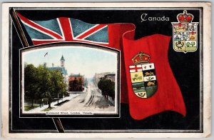 Richmond Street London Ontario Canada Red Ensign Flag 1911 Postcard H77