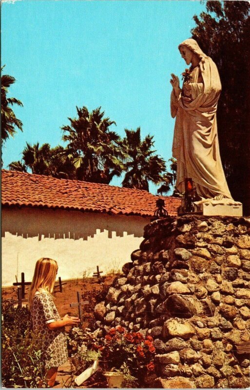 Statue Sacred Heart Asistencia San Antonio De Pala California CA VTG Postcard 