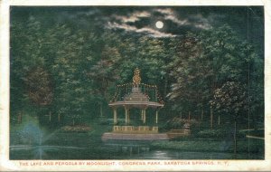 USA The Lake and Pergola by Moonlight Congress Park Saratoga Springs 07.36