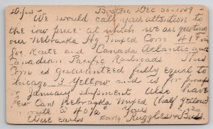 Boston MA Ruggles & Buss Advertising Canned Corn For Sale In 1889 Postcard I42