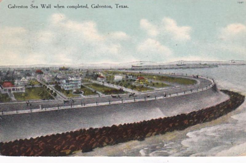 Texas Galveston Sea Wall When Completed 1910 Curteich