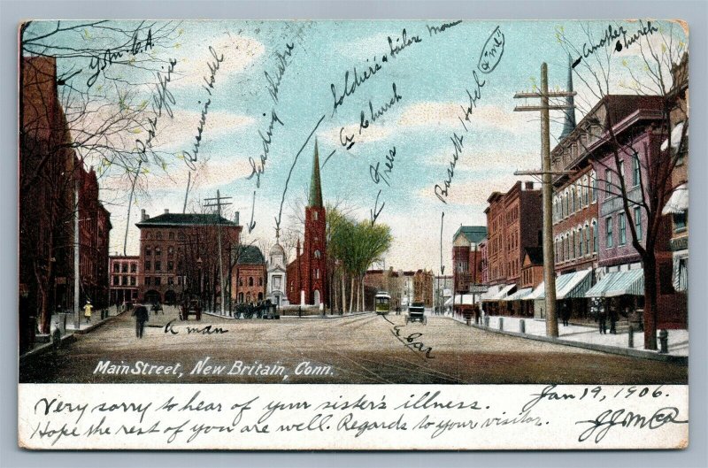 NEW BRITAIN CT MAIN STREET ANTIQUE POSTCARD