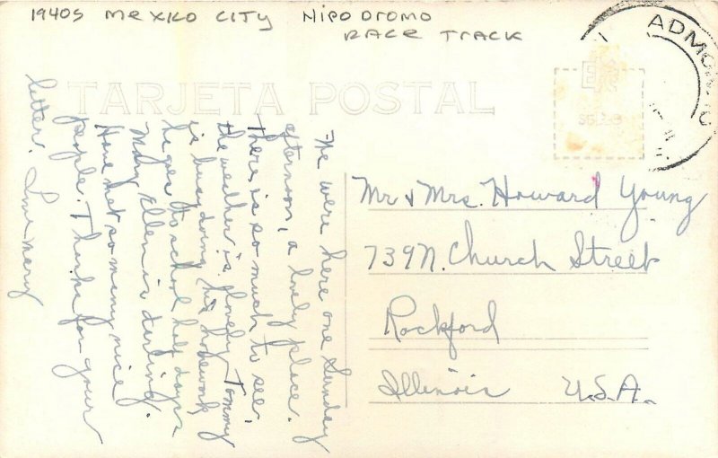 Postcard RPPC 1940s Mexico City Hipodromo race track occupational 23-12882