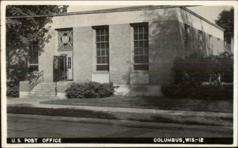 Columbus WI Post Office Real Photo Postcard rpx