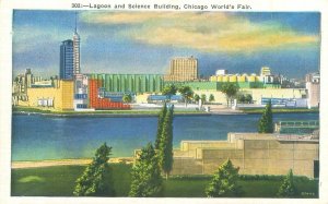 1933 Chicago Expo Lagoon & Science Building WB Postcard Unused