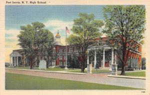 Port Jervis, High School, Port Jervis, N.Y., Early Linen Postcard, Unused