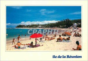 Modern Postcard Reunion Island Beach of black rocks