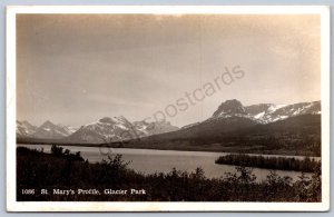 K45/ Glacier National Park Montana RPPC Postcard 50s St Marys Profile   417