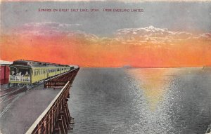 Sunrise on great Salt Lake Utah, USA Railroad, Misc. Unused 