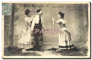 Old Postcard Women Blind Man's Buff