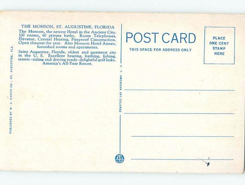 Unused W-Border HOTEL SCENE St. Augustine Florida FL B1649