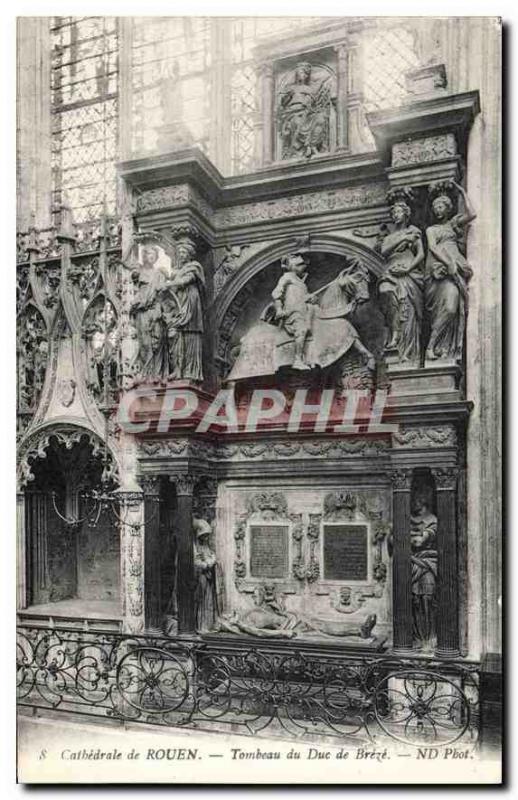 Old Postcard Rouen Cathedral Tomb of the Duke of Breze