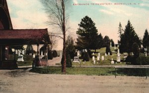 Vintage Postcard 1920's Entrance To Cemetery Boonville New York Utica Paper Pub.