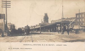 J86/ Haverhill Massachusetts RPPC Postcard c1910 B&M Railroad Depot 12