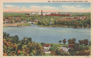 Skyline of Akron Ohio from Summit Lake - Linen