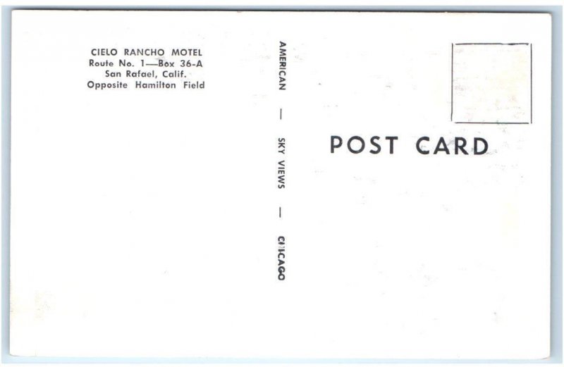 SAN RAFAEL, CA ~ Roadside CIELO RANCHO MOTEL c1940s Marin County Postcard