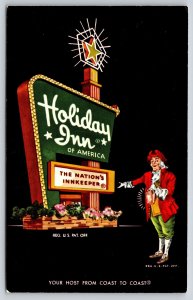 Roadside~Chattanooga Tennessee~Holiday Inn Southeast~Man W/ Lantern~Vintage PC