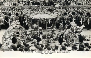 British Royalty Postcard the Coronation procession Queen Elizabeth 1953 carriage