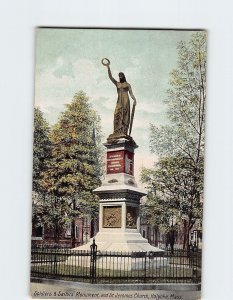 Postcard Soldiers & Sailors Monument, and St. Jeromes Church, Holyoke, MA