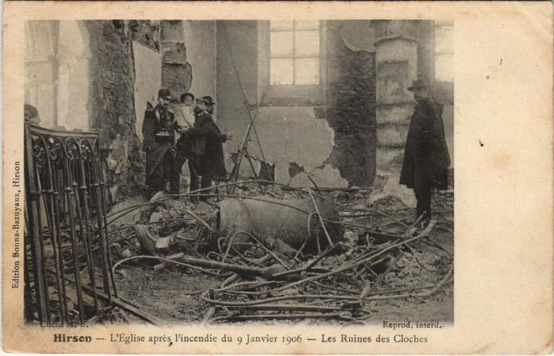 CPA HIRSON L'Eglise apres l'incendie du 9 Janvier 1906 (155649)