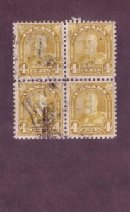 Canada, Used Block of Four, George V, 4 Cent, Scott #168