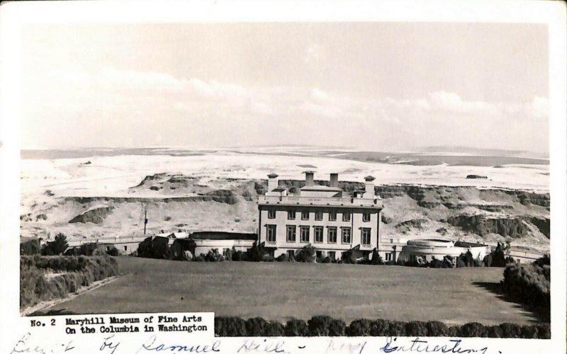 RPPC REAL PHOTO Maryhill MFA on the Columbia in Washington Posted 1953 Beach