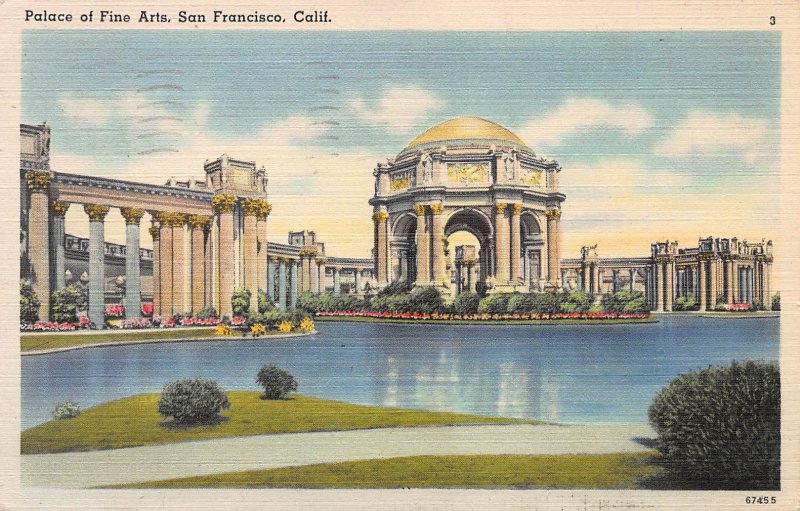 Palace of Fine Arts, San Francisco, California, Early Postcard, Used in 1948