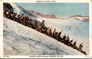 PC Men Nature Coasting Sliding Down Paradise Glacier Rainier National Park WA