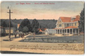 Hotel & Electric Station TOGUS, MAINE Hand-Colored 1907 Antique Postcard