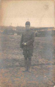 RPPC USA SOLDIER IN FRANCE WW1 MILITARY REAL PHOTO POSTCARD WNC 404